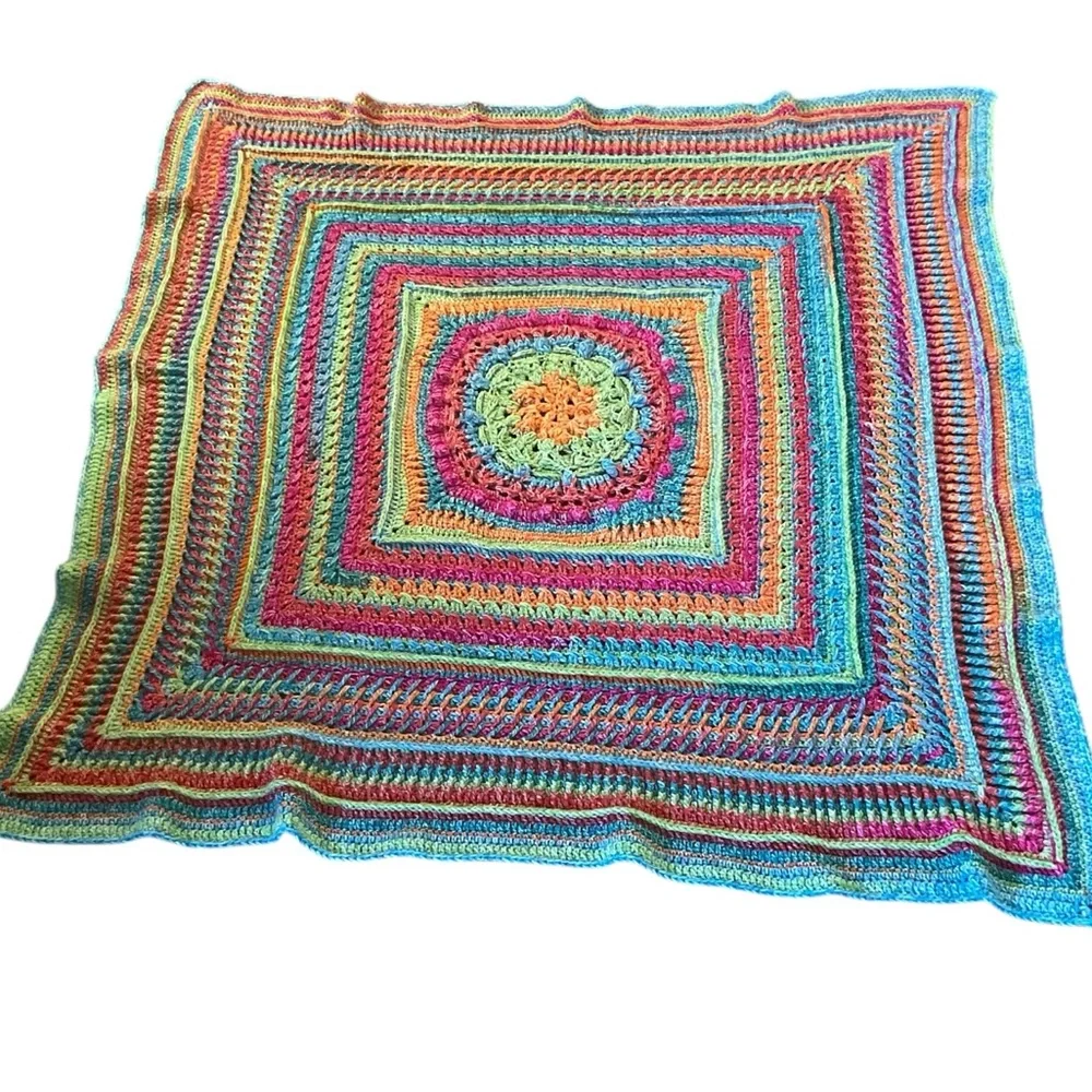 Afghan hand crochet pink